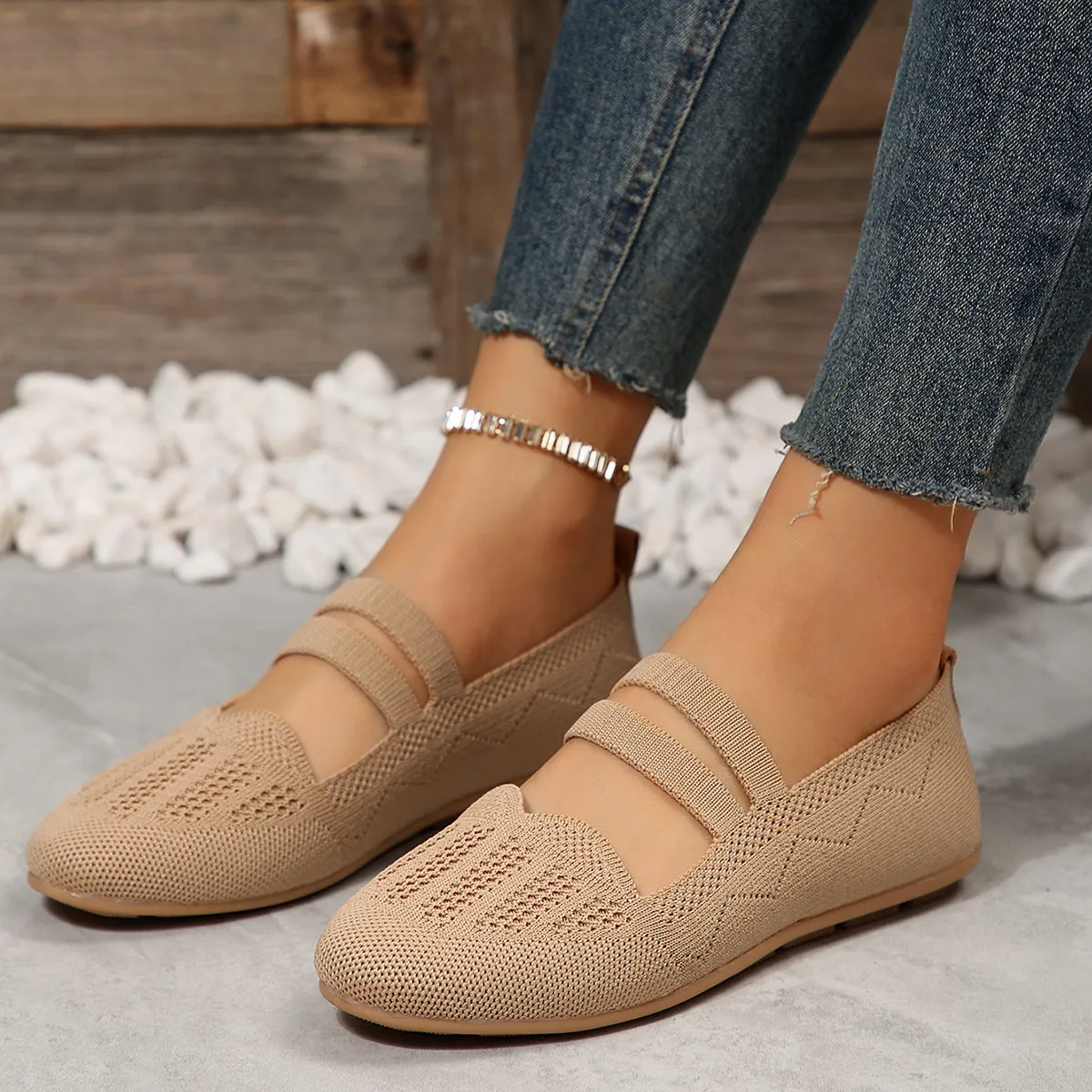Mesh Slip-on Knit Shoes