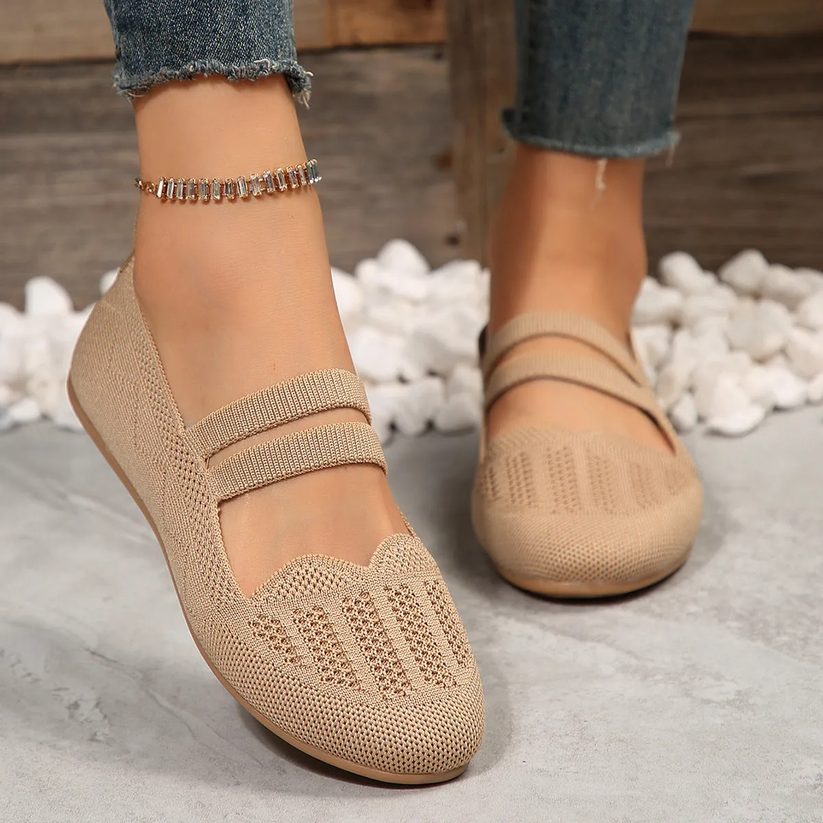 Mesh Slip-on Knit Shoes