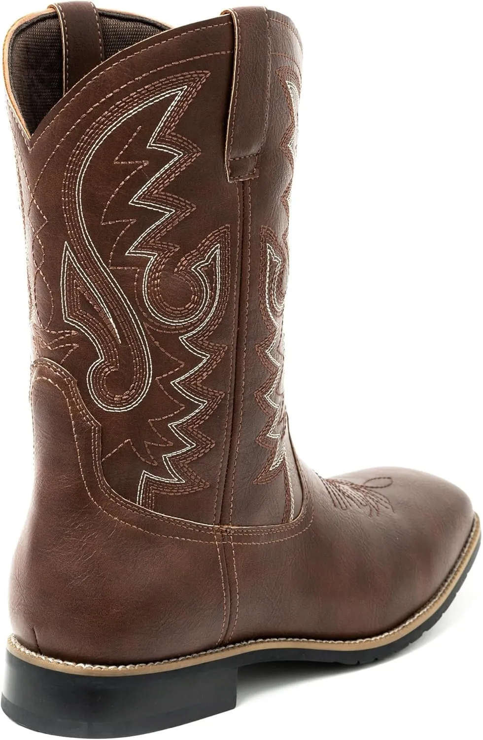 Metrocharm Men's Cowboy Western-02 Embroidered Square Toe Mid-Calf Boots