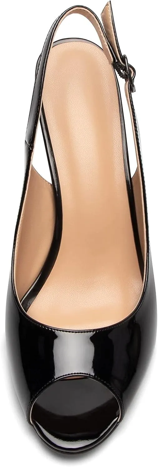 Mettesally Women's Peep Toe Heels Slingback Sandals Kitten High Heel Ankle Strap Heeled Sandals Pumps