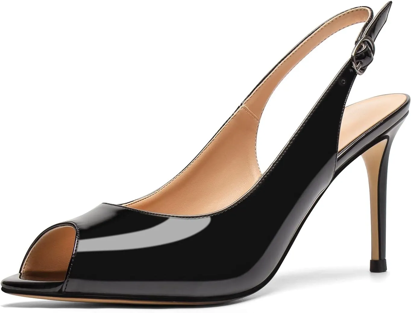 Mettesally Women's Peep Toe Heels Slingback Sandals Kitten High Heel Ankle Strap Heeled Sandals Pumps