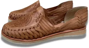 Mexico en la Piel Leather Huarache Sandals for Woman. Aztec Calendar Desing