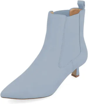 Milooey shoes Women's Kitten Low Heel Ankle Boots Pointed Toe Short Booties Elastic Chelsea Booties Pull On Comfortable Warm Dress Fashion Shoes Size 4-16 Us