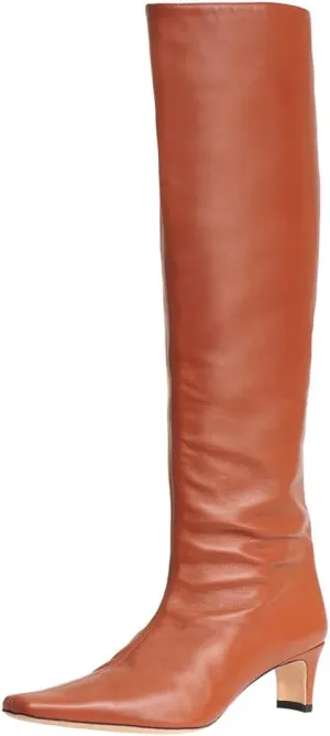 miss left Women Comfortable Low Heel Pull on Knee High Boots Stylish Square Toe Winter Party Fashion Long Boots Size 4-16 US