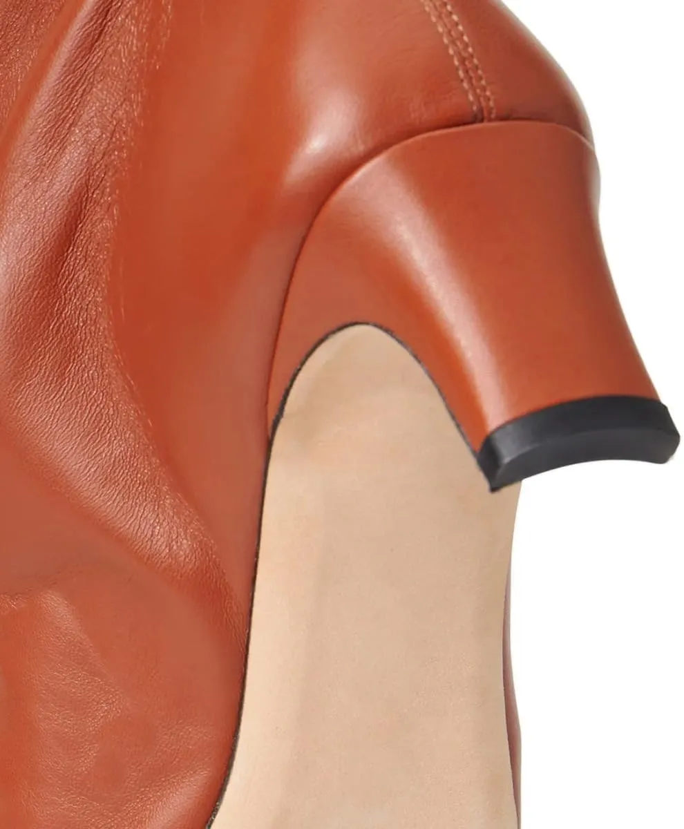 miss left Women Comfortable Low Heel Pull on Knee High Boots Stylish Square Toe Winter Party Fashion Long Boots Size 4-16 US