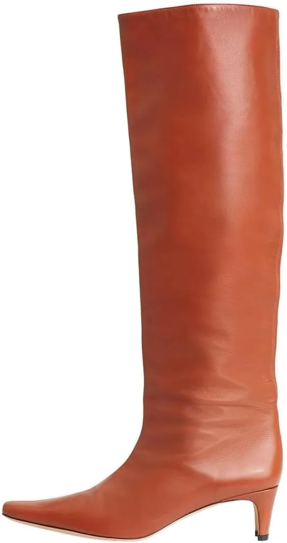 miss left Women Comfortable Low Heel Pull on Knee High Boots Stylish Square Toe Winter Party Fashion Long Boots Size 4-16 US