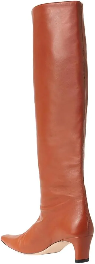 miss left Women Comfortable Low Heel Pull on Knee High Boots Stylish Square Toe Winter Party Fashion Long Boots Size 4-16 US