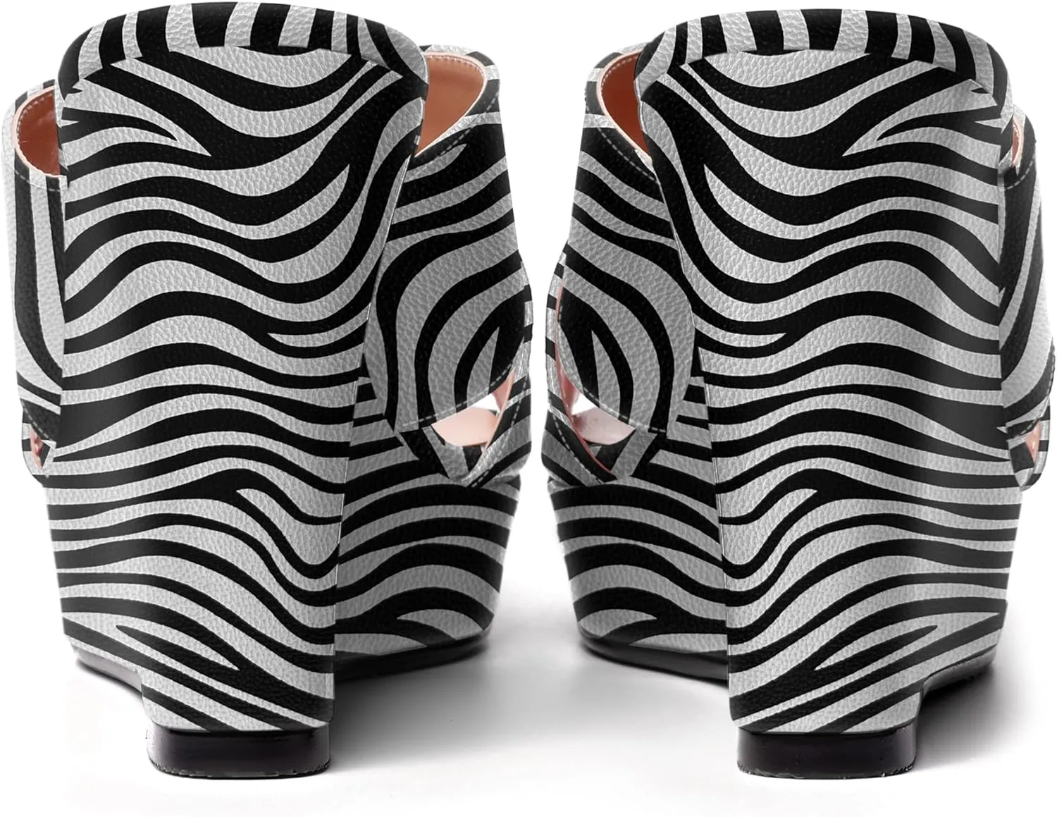 MODENCOCO Womens Casual Open Toe Heels Patent Slip On Platform Party Sexy Wedge High Heel Heeled Sandals 4 Inch