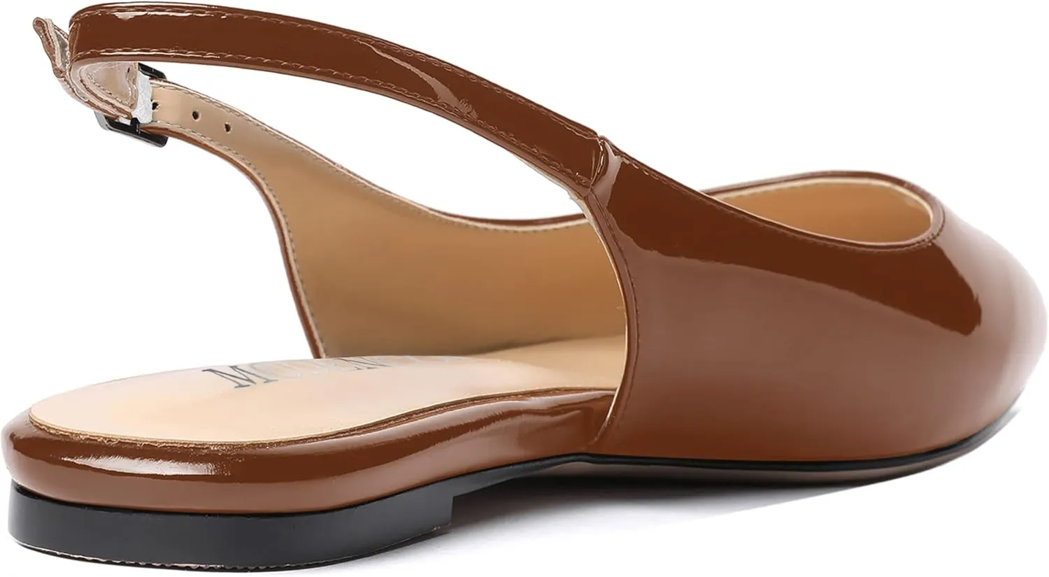 MODENCOCO Women's Pointed Toe Patent Slingback Dating Casual Flats Sandals