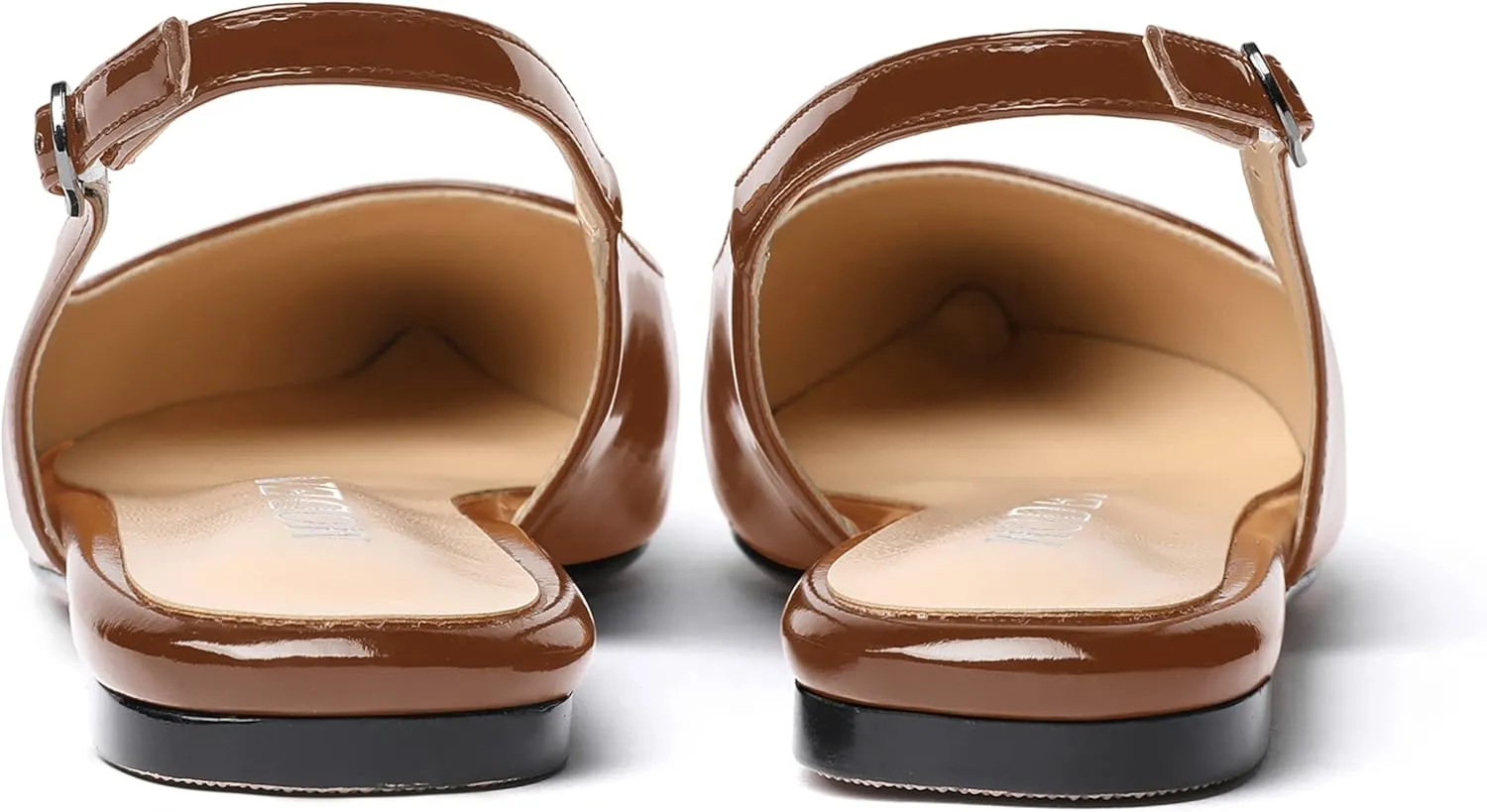 MODENCOCO Women's Pointed Toe Patent Slingback Dating Casual Flats Sandals