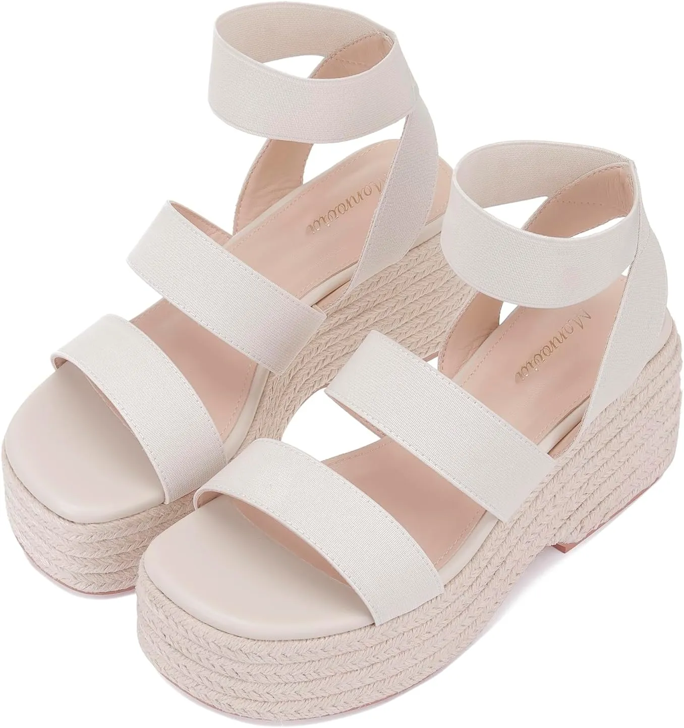 Monrovia Women's Platform Wedge Espadrille Sandals, Ankle Strap Beach Sandals