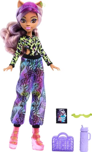 Monster High Scare-adise Island Clawdeen Wolf Doll with Swimsuit, Joggers & Beach Accessories Like Visor, Water Bottle, & Book