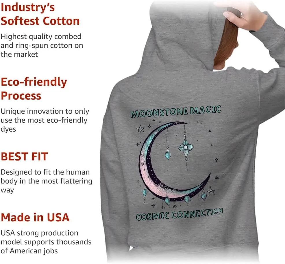 Moonstone Magic Cosmic Connection Women's Zip Hoodie - Crystal Healing Presents - Women Clothing