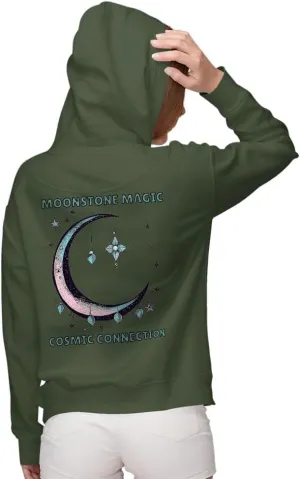 Moonstone Magic Cosmic Connection Women's Zip Hoodie - Crystal Healing Presents - Women Clothing