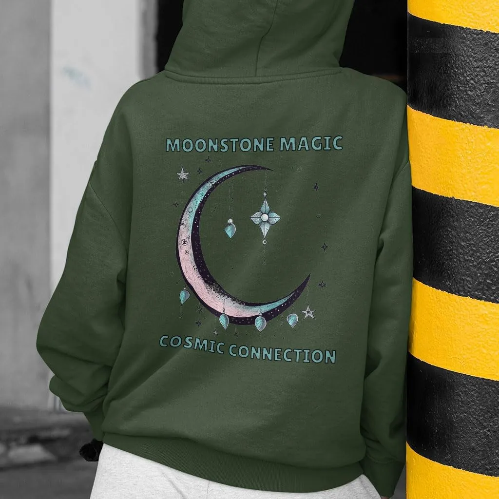 Moonstone Magic Cosmic Connection Women's Zip Hoodie - Crystal Healing Presents - Women Clothing