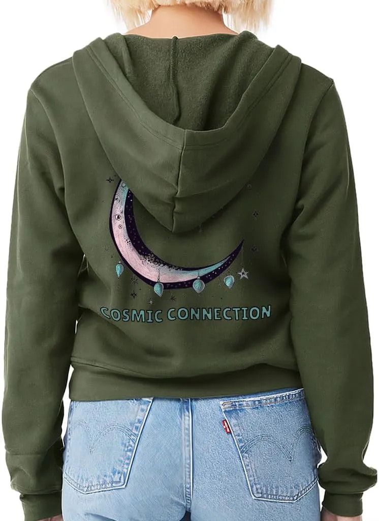 Moonstone Magic Cosmic Connection Women's Zip Hoodie - Crystal Healing Presents - Women Clothing