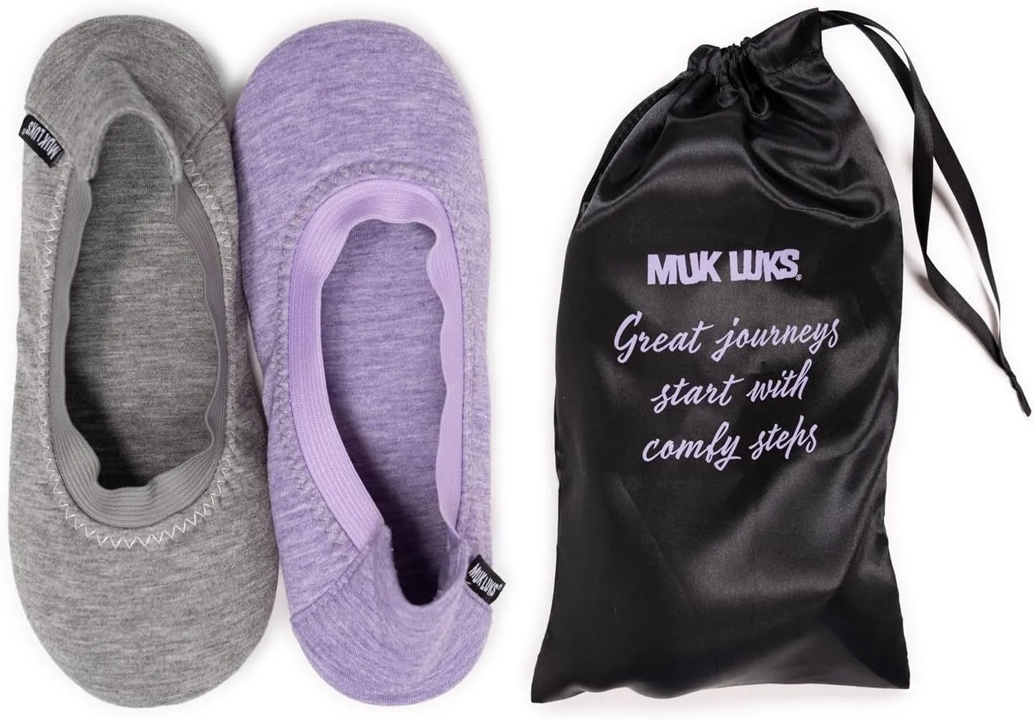 MUK LUKS Women's 2 Pack Travel Ballerina Set Slipper