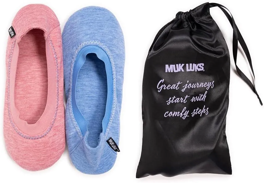 MUK LUKS Women's 2 Pack Travel Ballerina Set Slipper
