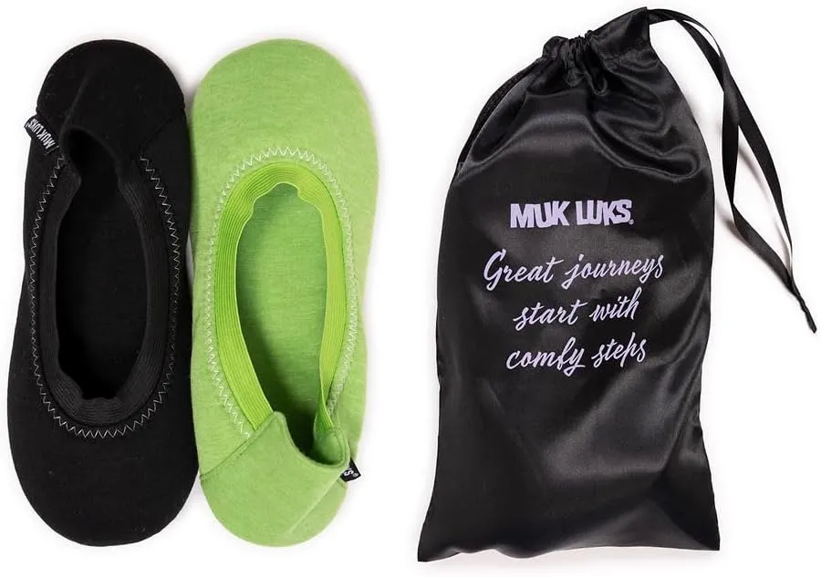 MUK LUKS Women's 2 Pack Travel Ballerina Set Slipper