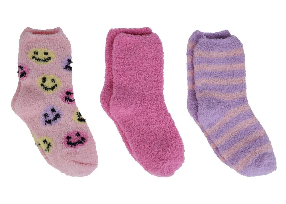 Multi Smileys 3pk Cozy Slipper Socks