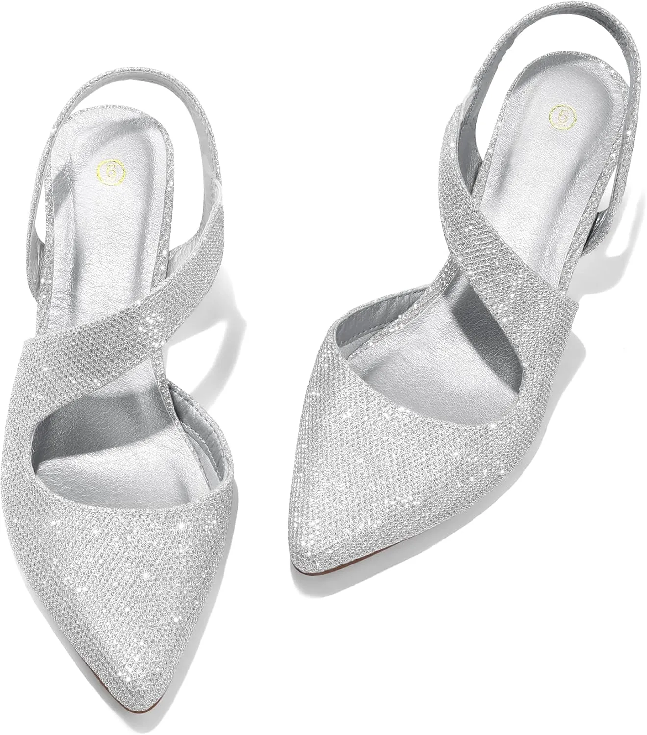mysoft Women's Pumps 2 inch Low Heel Pointed Toe Slingback Wedding Party Dress Shoes