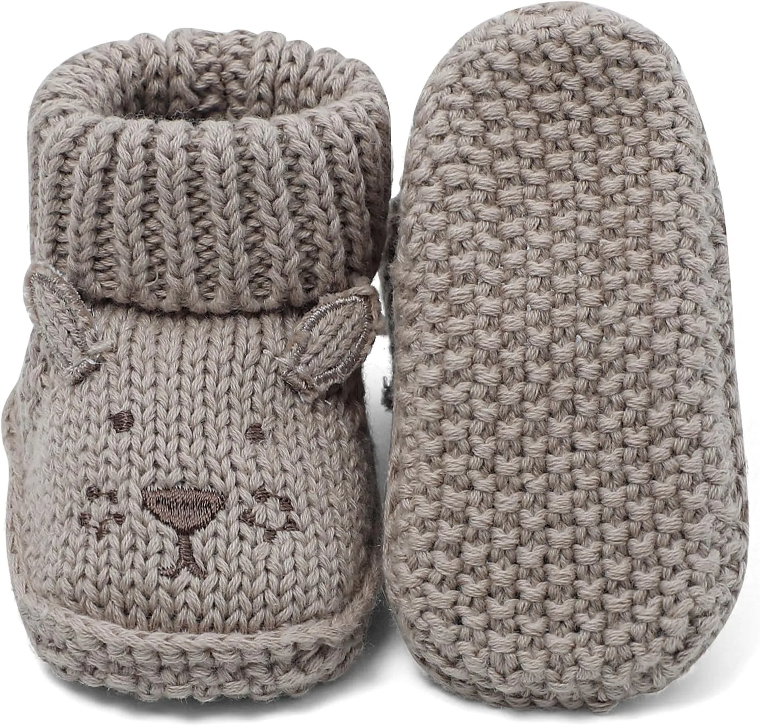 Newborn Knit Booties Soft Baby Sock Boots for Infant Boys Girls First Walkers 2 Pairs, 0-3 Months