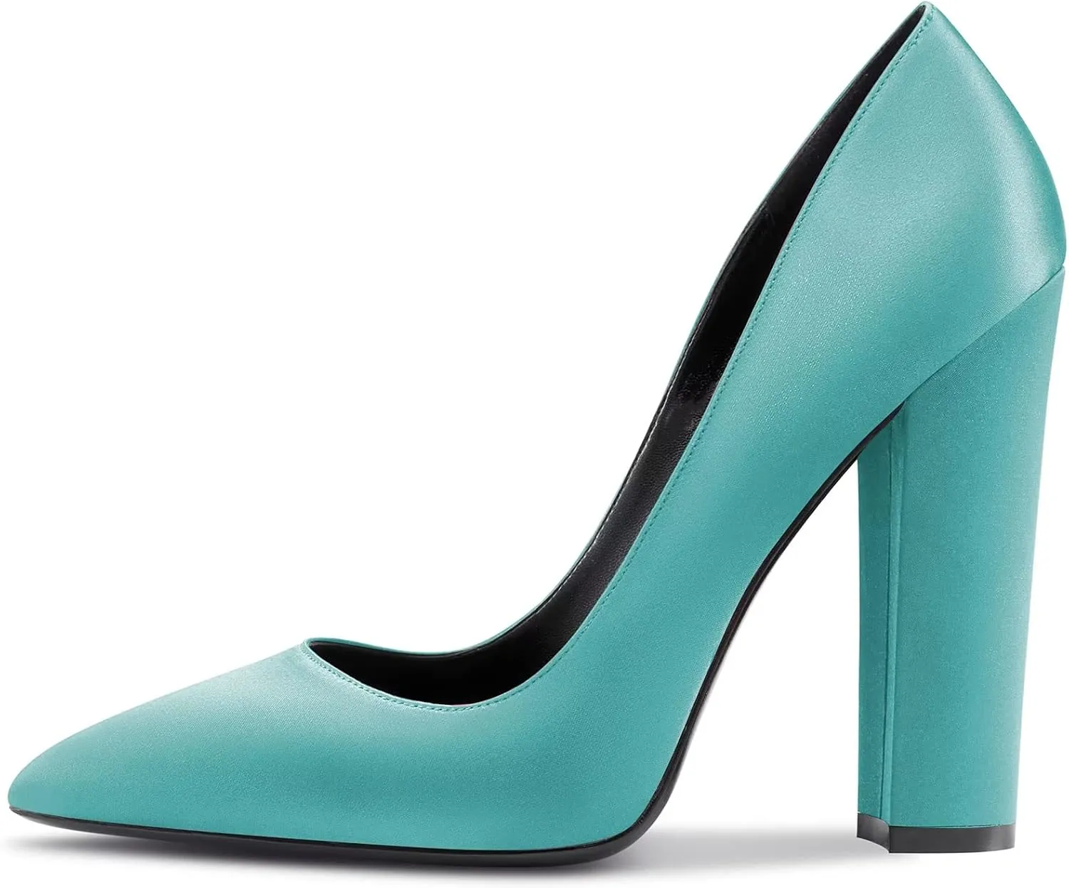 NobleOnly Women High Chunky Block Heel Pointed Toe Slip-on Pumps Dress Sexy Wedding 4.7 Inches Heels