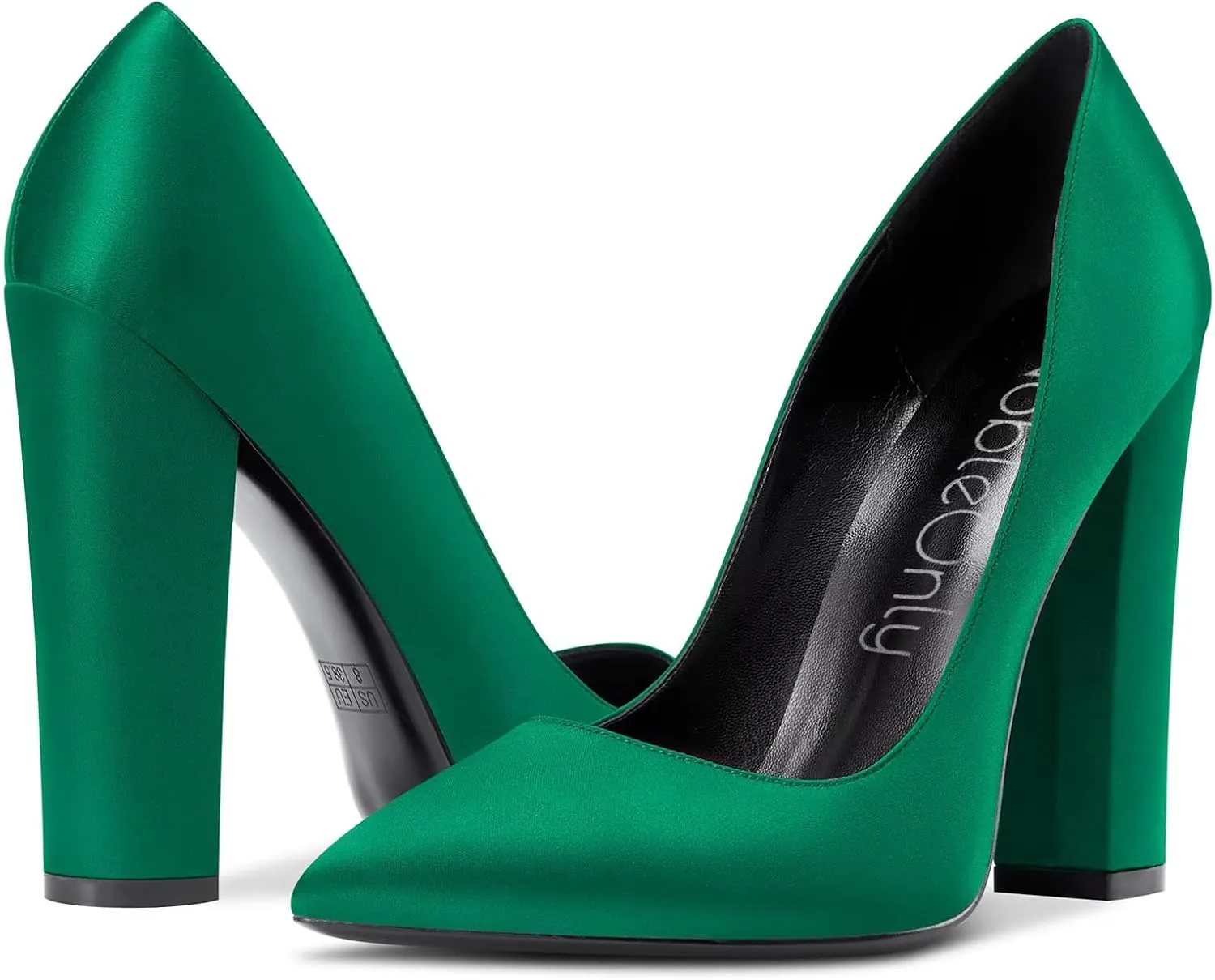 NobleOnly Women High Chunky Block Heel Pointed Toe Slip-on Pumps Dress Sexy Wedding 4.7 Inches Heels