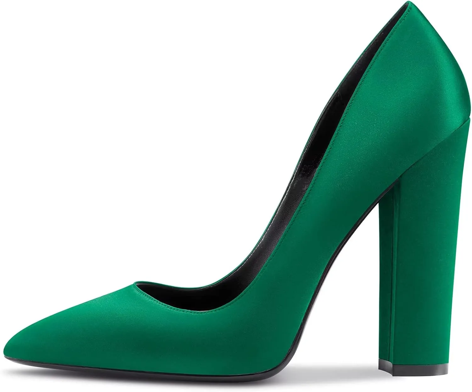 NobleOnly Women High Chunky Block Heel Pointed Toe Slip-on Pumps Dress Sexy Wedding 4.7 Inches Heels