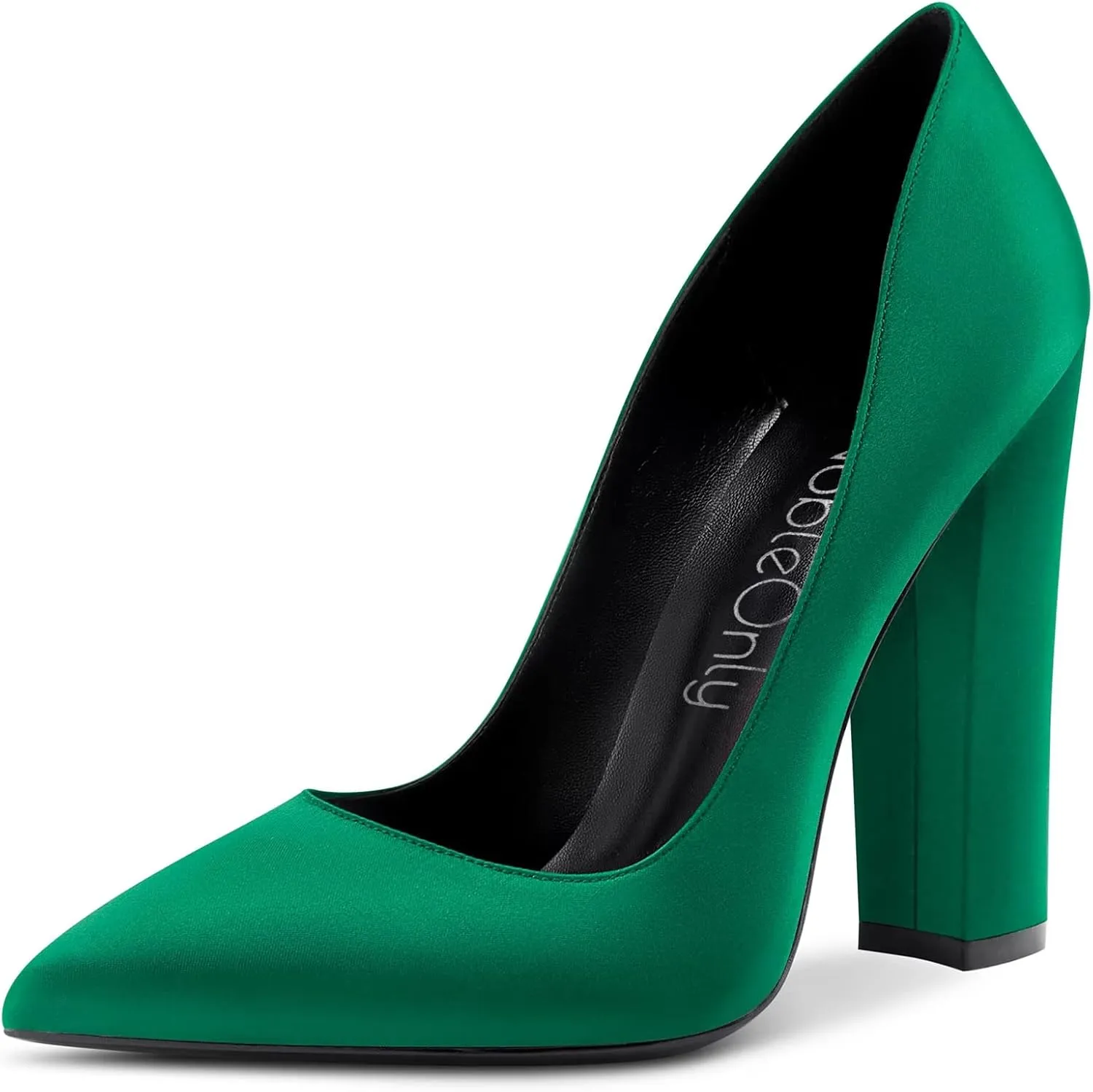 NobleOnly Women High Chunky Block Heel Pointed Toe Slip-on Pumps Dress Sexy Wedding 4.7 Inches Heels