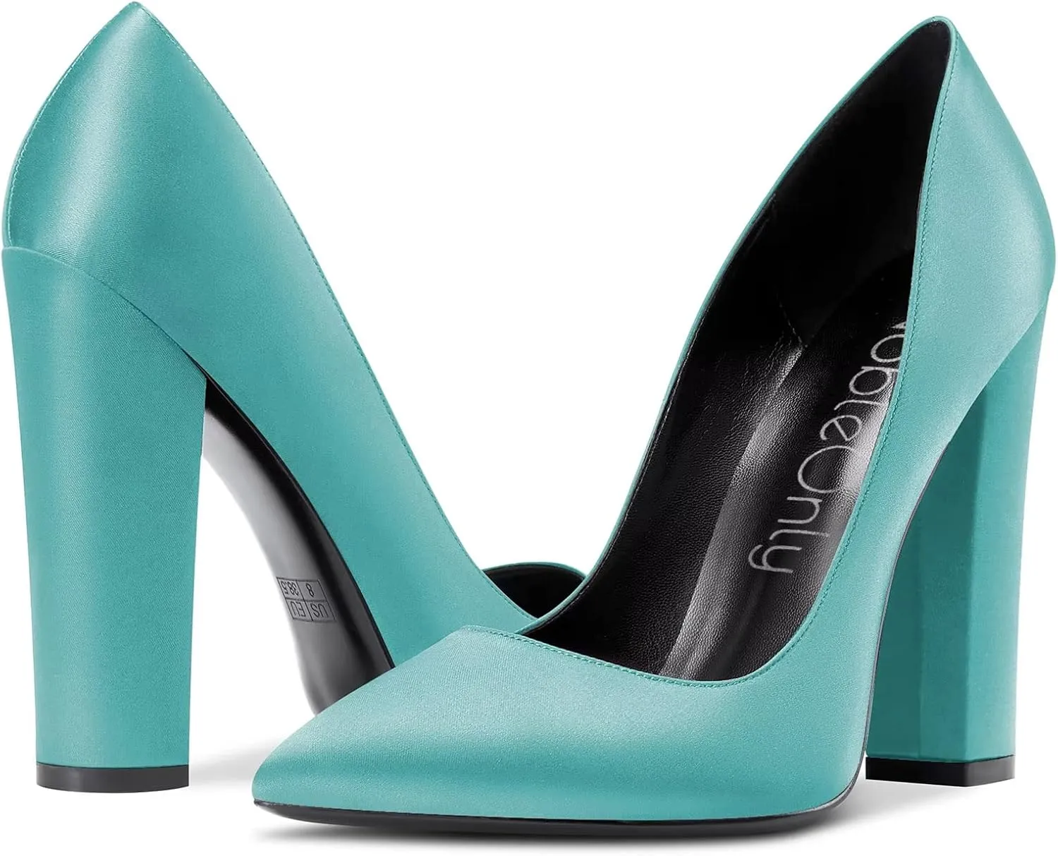 NobleOnly Women High Chunky Block Heel Pointed Toe Slip-on Pumps Dress Sexy Wedding 4.7 Inches Heels