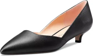 NobleOnly Women Kitten Low Heel Pointed Toe Pumps Slip-on Wedding Office 1.4 Inches Heels
