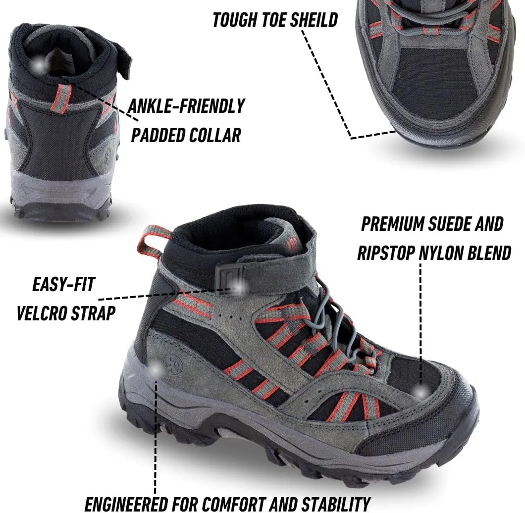 Northside Unisex-Child Rampart Mid Hiking Boots - Lightweight Performance | Suede/Ripstop Nylon Moisture-Wicking Quick Lace-Up Durable TPR Outsole | Kids Hiking Adventure Essential