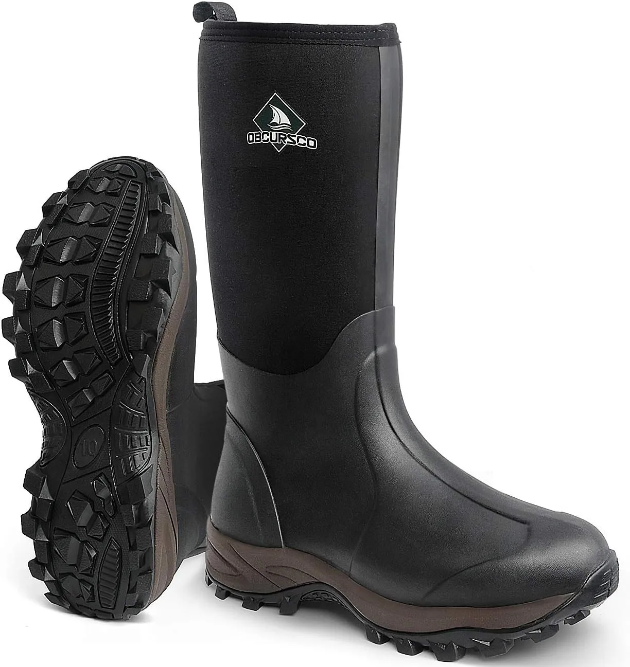 Obcursco Mens Rain Boots, Insulated 6mm Neoprene Rubber Boots for Men and Women Waterproof, Durable Hunting Boots Great for Cold Weather, Farm Working and Fishing