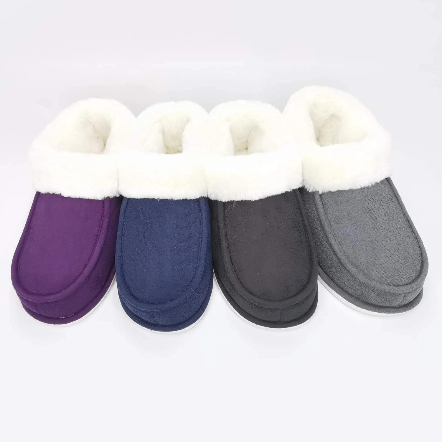 ofoot Womens Winter Warm Faux Suede Plush Moccasins Slippers Indoor Slip On Shoes with Soft Comfortable Fluffy Fur Lining