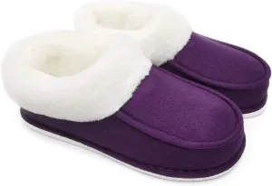 ofoot Womens Winter Warm Faux Suede Plush Moccasins Slippers Indoor Slip On Shoes with Soft Comfortable Fluffy Fur Lining