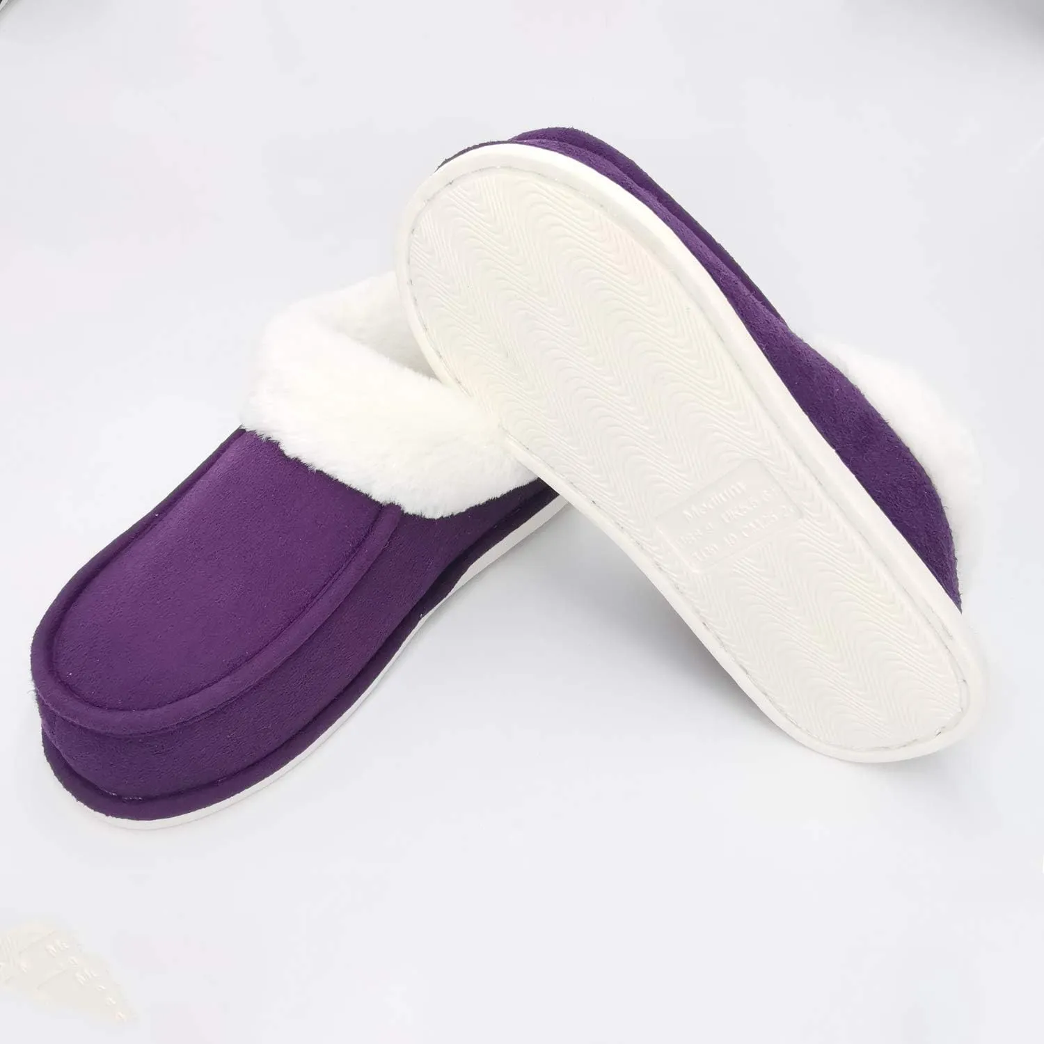 ofoot Womens Winter Warm Faux Suede Plush Moccasins Slippers Indoor Slip On Shoes with Soft Comfortable Fluffy Fur Lining