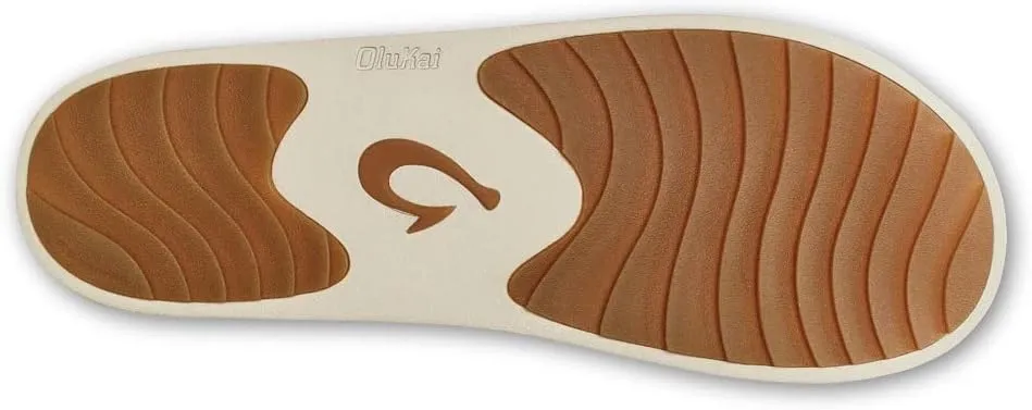 OLUKAI Ku'i Women's Slipper, Soft Full-Grain Leather & Wool Blend Footbed, Wet Grip Soles for Inside & Outside Wear, Cute & Comfortable Slip-On