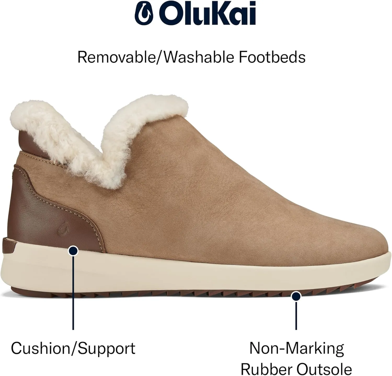 OLUKAI Malua Hulu Women's Boot, Soft & Comfortable Waterproof Nubuck Leather, Full-Grain Leather Heel with Elastic Panels, Slip-On Design