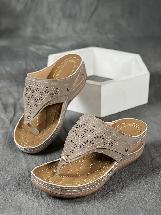 Orthopedic Sandals for Women 2025 Comfortable Wedge Slip On Beach Sandals Dressy Summer Casual Flats Flip Flops Ladies Outdoor Slides Slippers Shoes