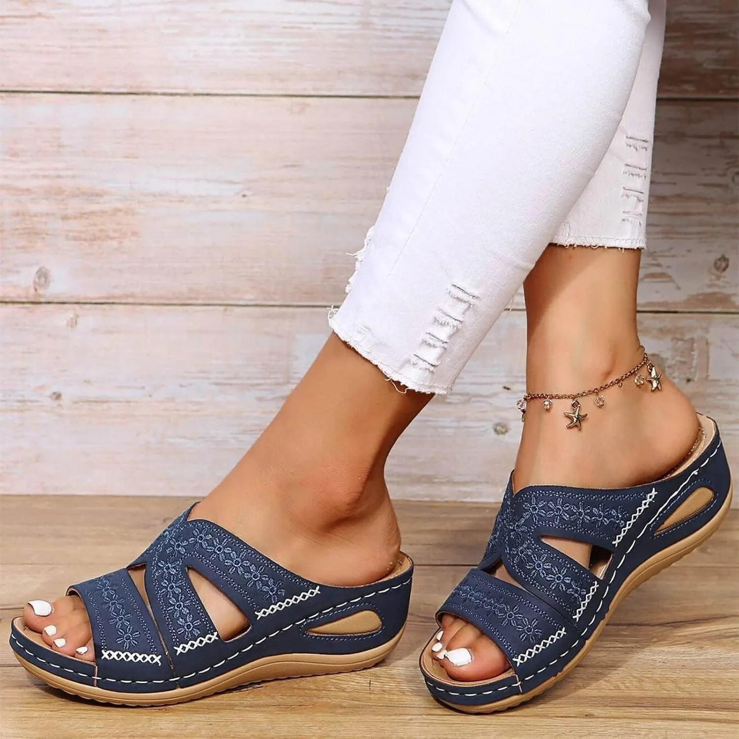 Orthopedic Sandals for Women, Women Summer Dressy Comfortable Sandals Arch Support Wedge Sandals 2025 Non Slip Flip Flops Sandals