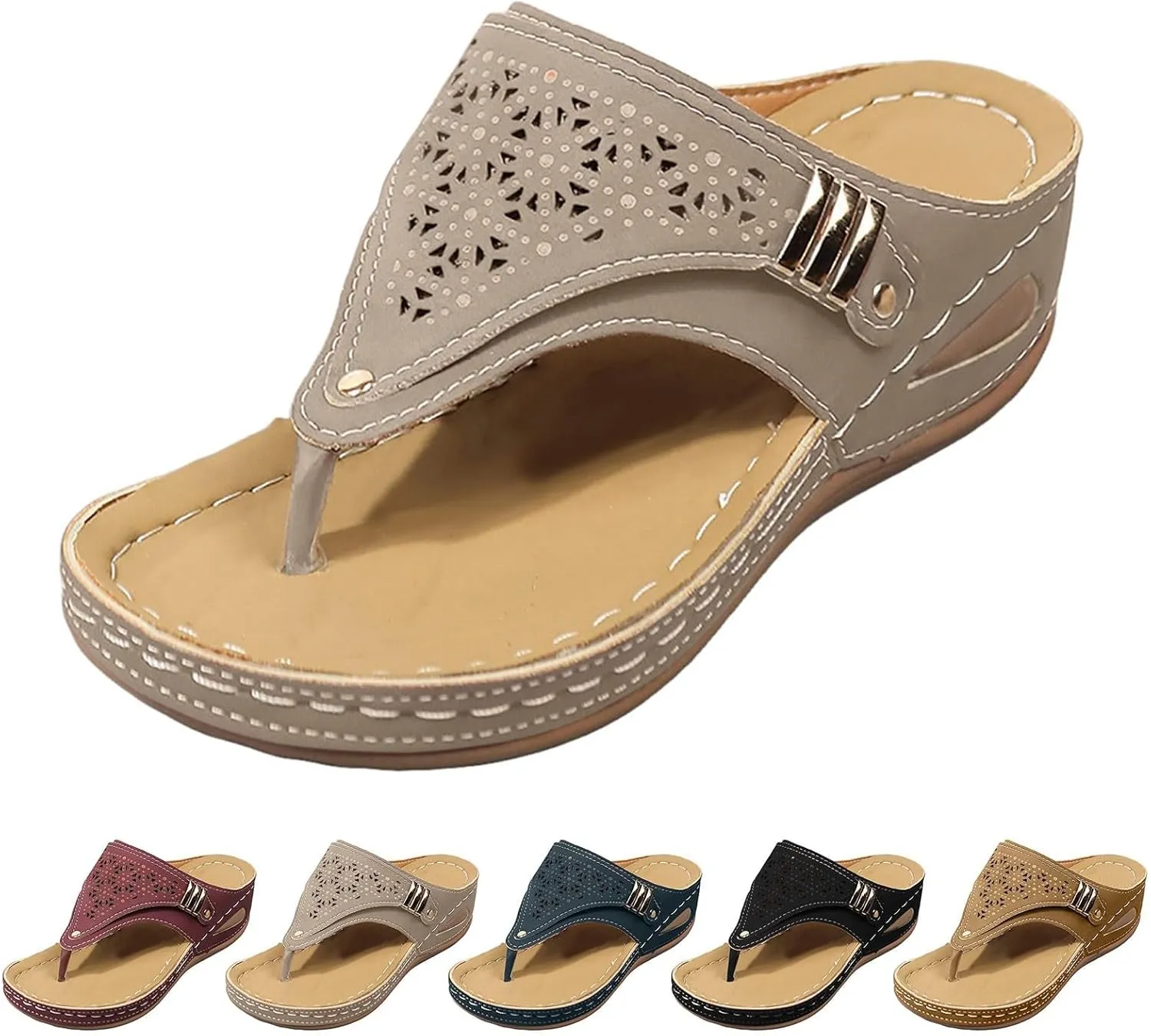 Orthopedic Sandals for Women, Women Summer Dressy Comfortable Sandals Arch Support Wedge Sandals 2025 Non Slip Flip Flops Sandals