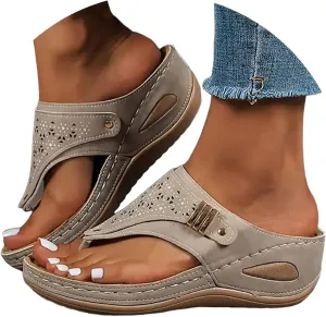 Orthopedic Sandals for Women, Women Summer Dressy Comfortable Sandals Arch Support Wedge Sandals 2025 Non Slip Flip Flops Sandals