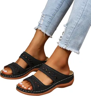 Orthopedic Wedge Sandals for Women 2025 Flat Open Toe Platform Sandals Boho Slip on Sandals Comfortable Outdoor Shoe