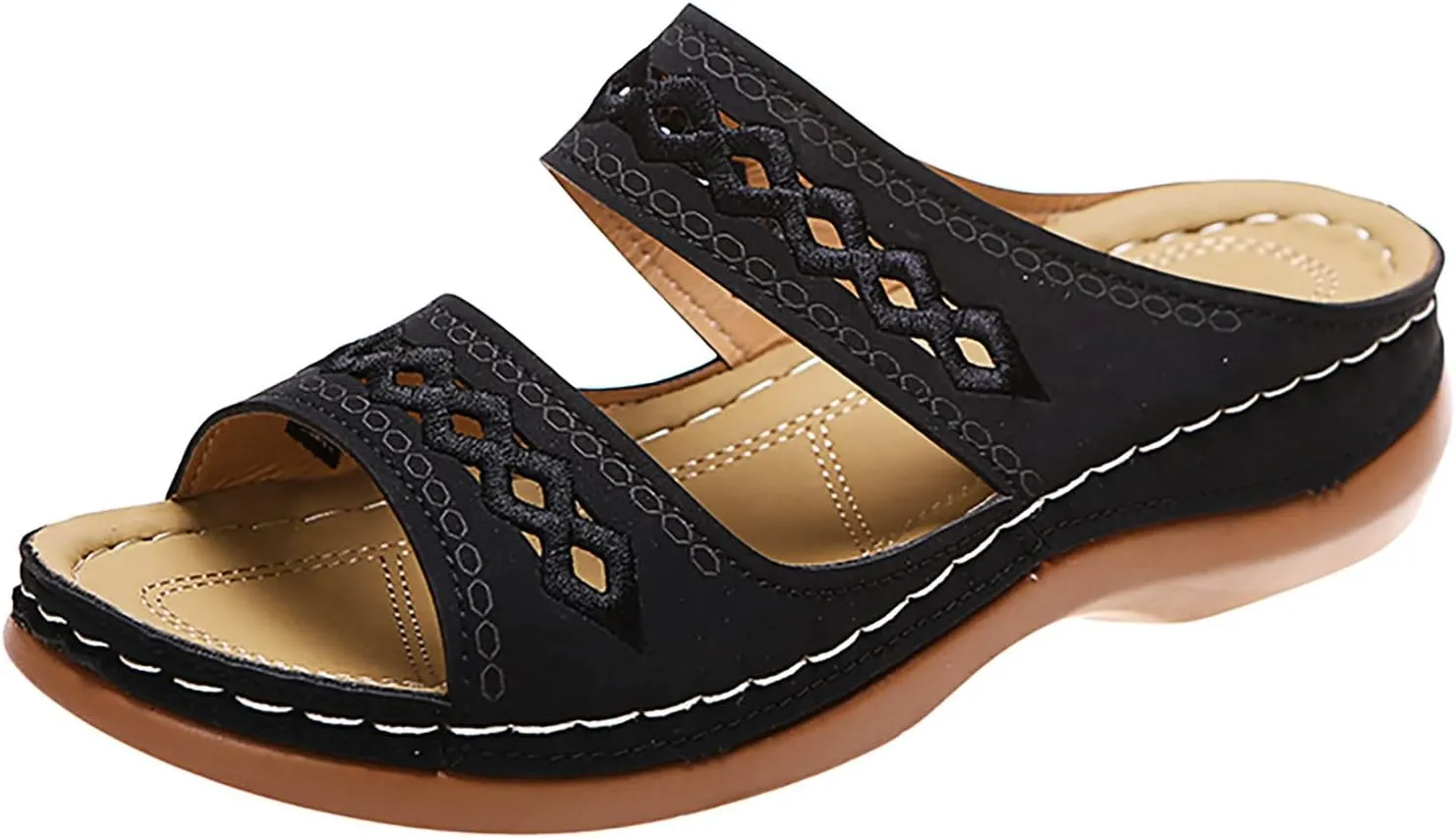 Orthopedic Wedge Sandals for Women 2025 Flat Open Toe Platform Sandals Boho Slip on Sandals Comfortable Outdoor Shoe