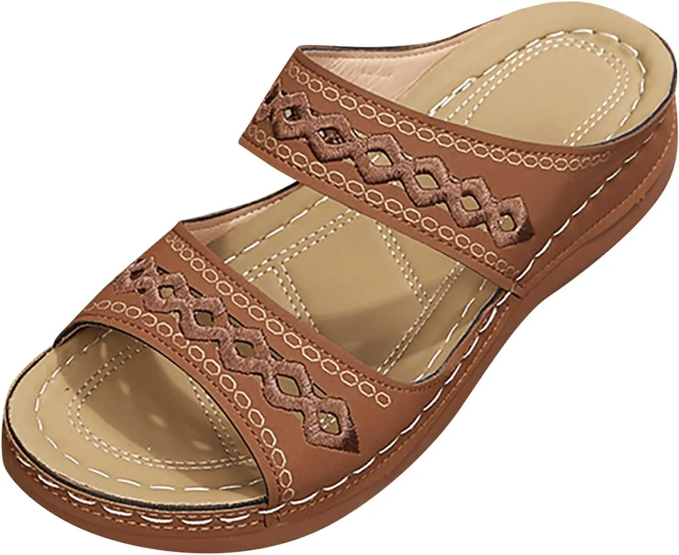 Orthopedic Wedge Sandals for Women 2025 Flat Open Toe Platform Sandals Boho Slip on Sandals Comfortable Outdoor Shoe