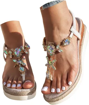Orthopedic Wedge Sandals for Women Summer Dressy 2025 Womens Low Wedges Heels Sandal Shoes Wide Width Comfort Walking Non Slip Casual Beach Platform Sandals Ankle Elastic Bohemian Woven Sandals