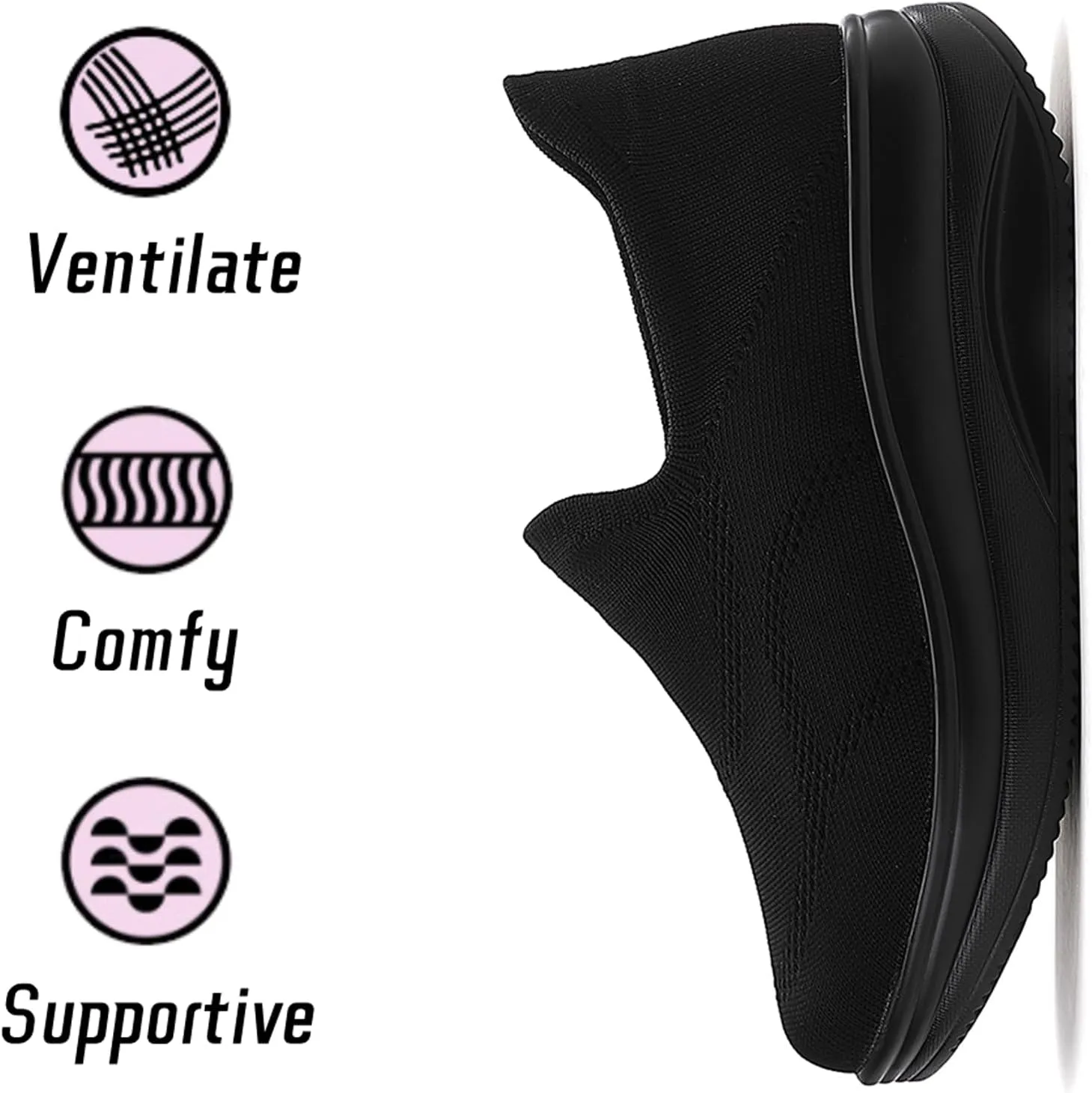 Oude Slip On Sneakers Women Comfortable | Womens Orthopedic Slip On Shoes Traveling | 2 Inch Rocker Bottom