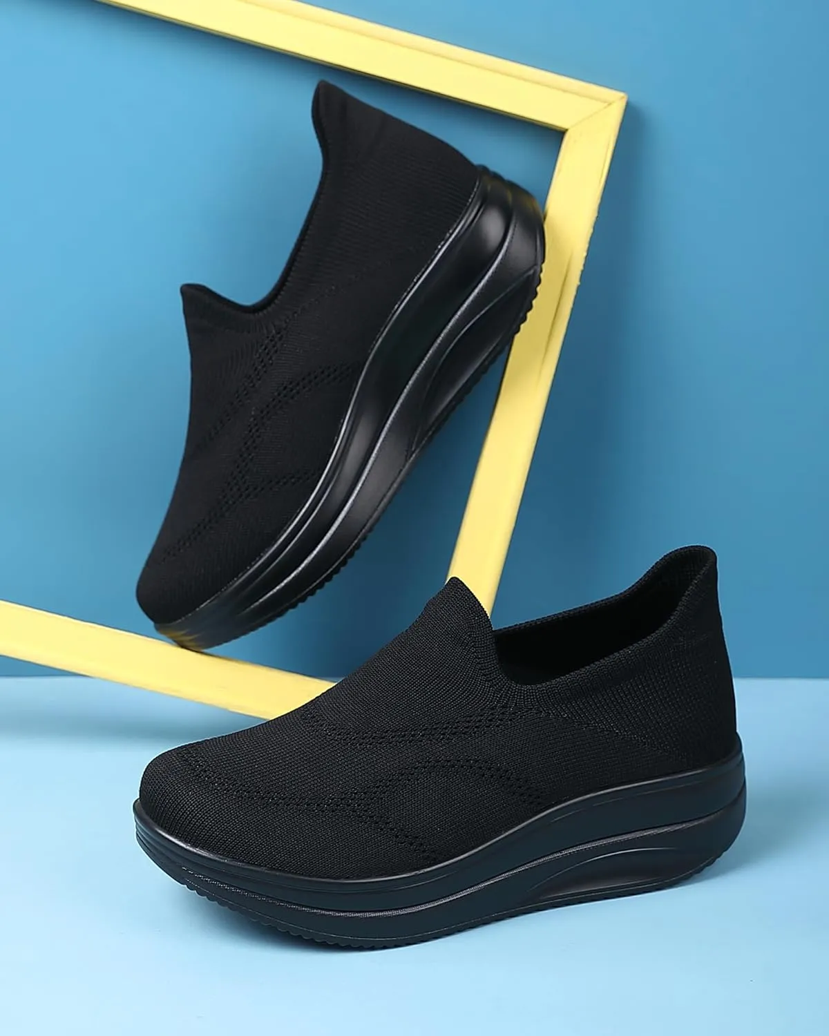 Oude Slip On Sneakers Women Comfortable | Womens Orthopedic Slip On Shoes Traveling | 2 Inch Rocker Bottom