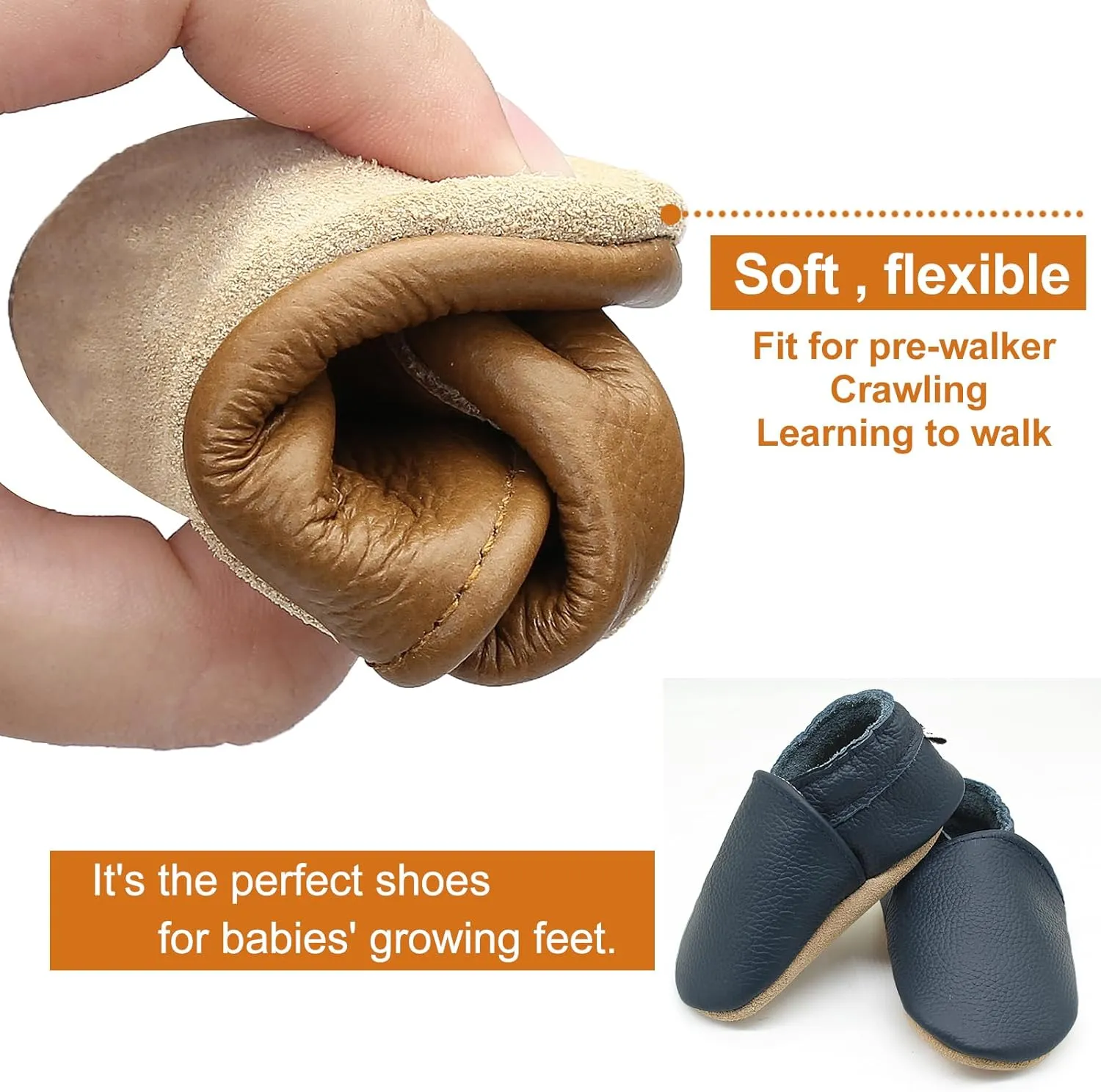 OWLOWLA Soft Sole Baby Shoes Leather Baby First Walking Crib Shoes Slip-on Baby Moccasins Infant Toddler Pre-Walker Shoes for Boy Girl